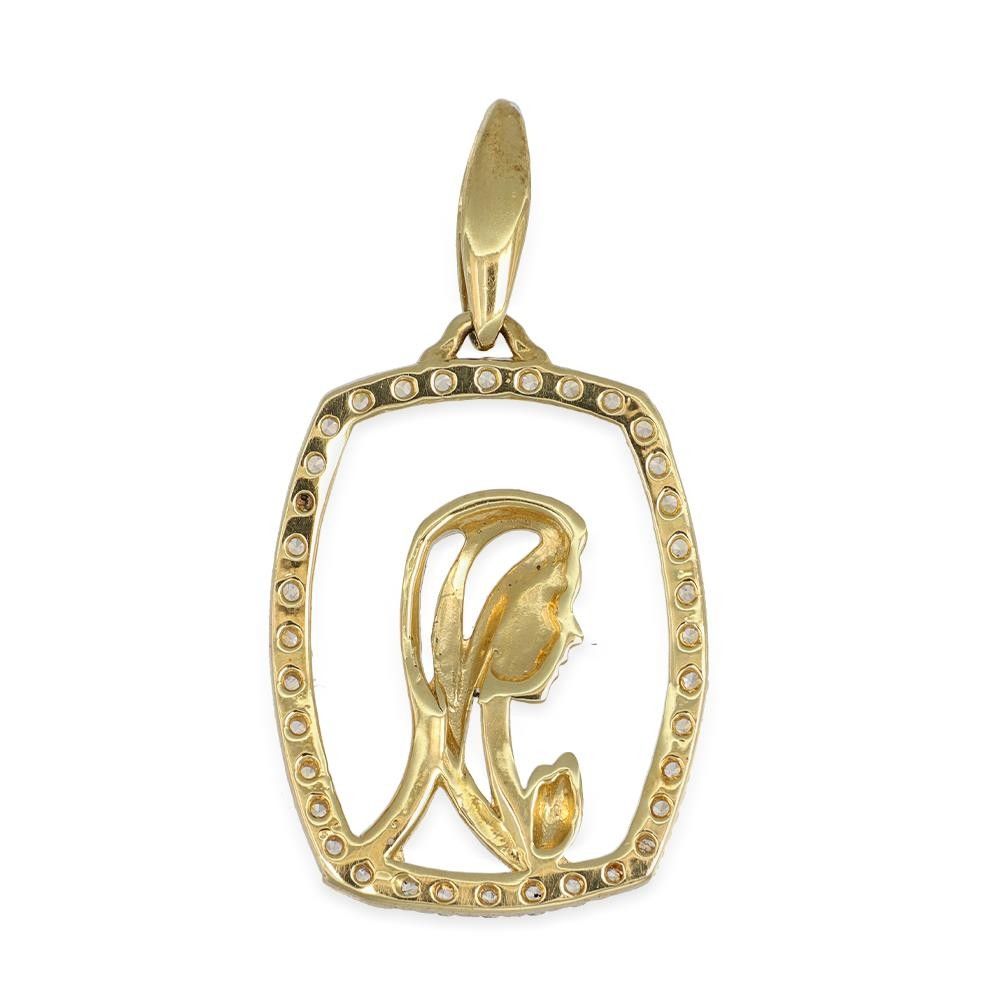 Ciondolo Madonna in Oro Giallo 18 Kt e Cubic Zirconia