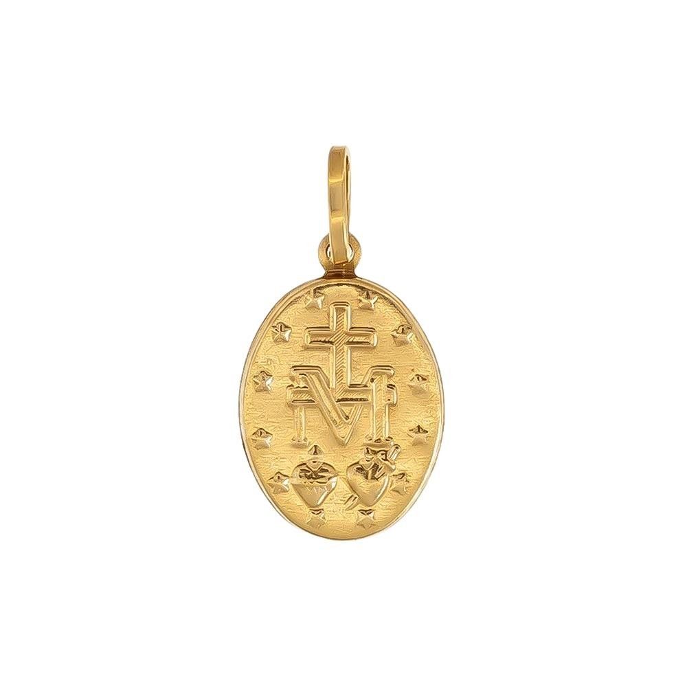 Ciondolo Madonna Medaglia in Oro Giallo 18 Kt