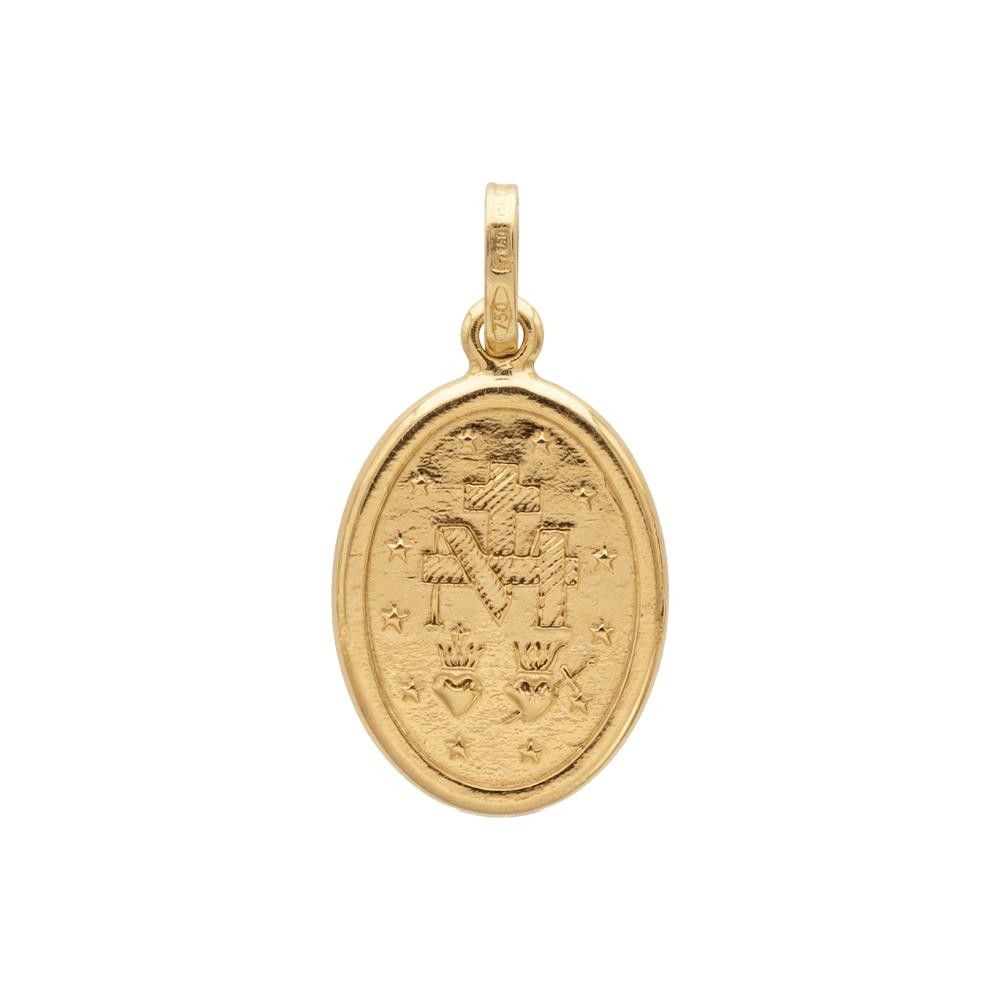 Ciondolo Medaglia Madonna Miracolosa in Oro Giallo 18 Kt