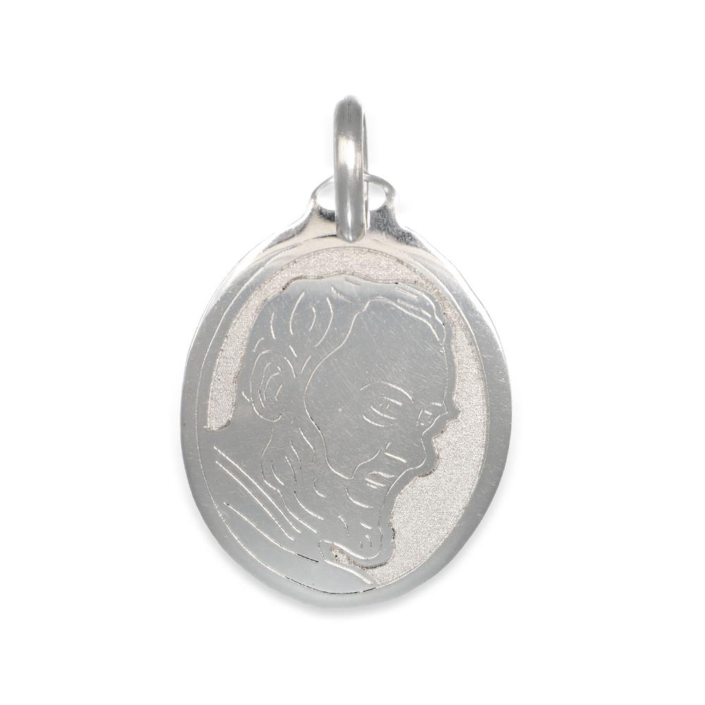 Ciondolo Medaglia Padre Pio in Oro Bianco 18 Kt