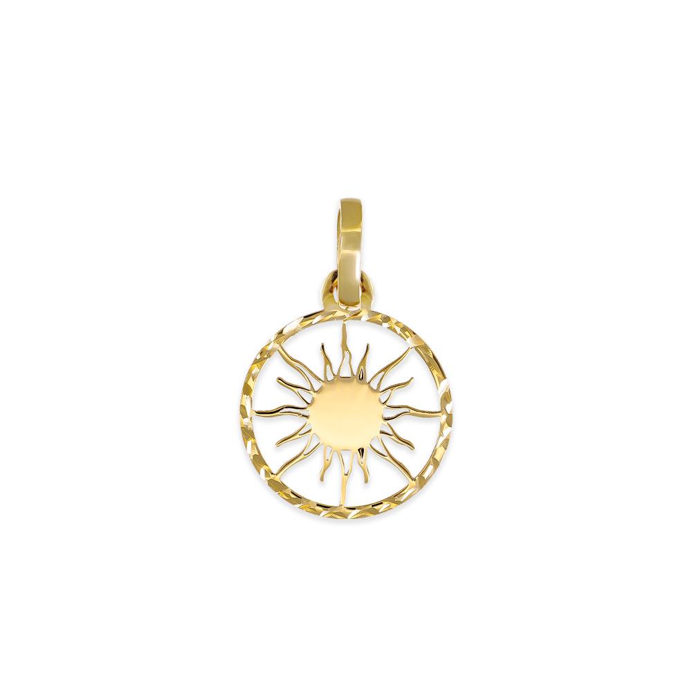 Ciondolo Medaglia Sole in Oro Giallo 18Kt