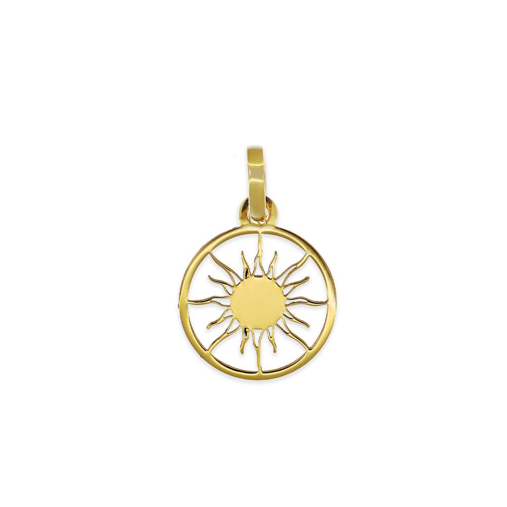 Ciondolo Medaglia Sole in Oro Giallo 18Kt