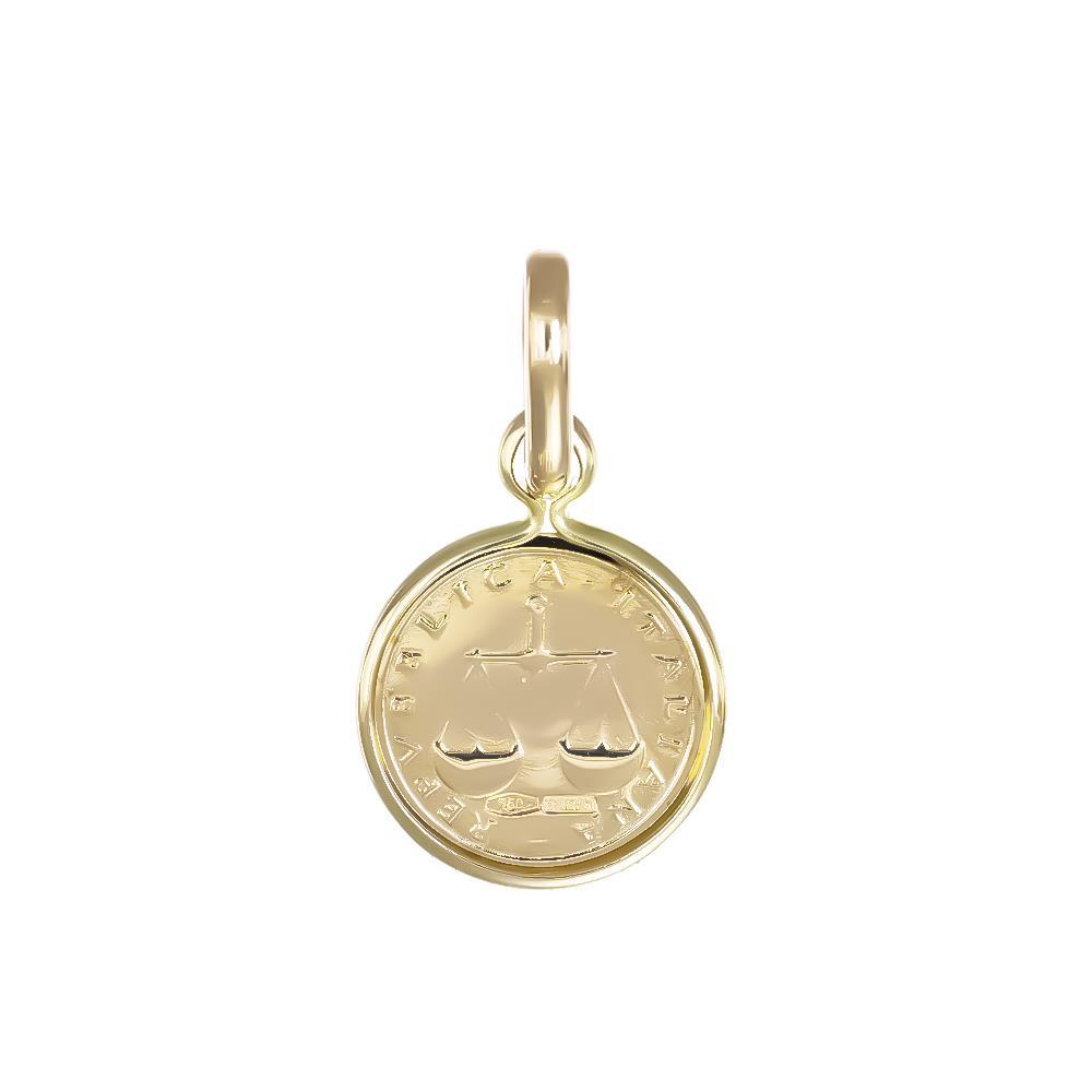 Ciondolo Moneta 1 Lira in Oro Giallo 18 Kt