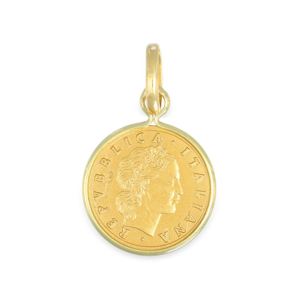 Ciondolo Moneta 50 Lire in Oro Giallo 18 Kt