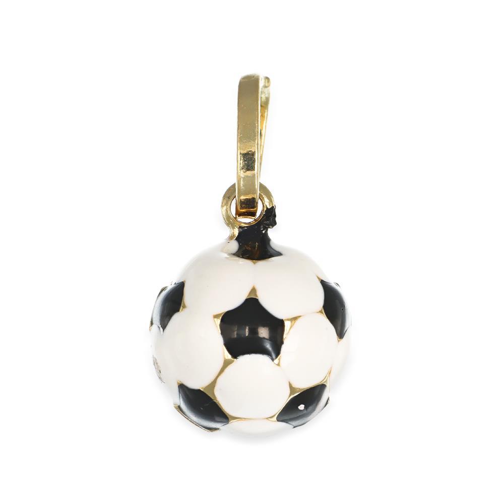 Ciondolo Pallone da Calcio in Oro Giallo 18 Kt e Smalto
