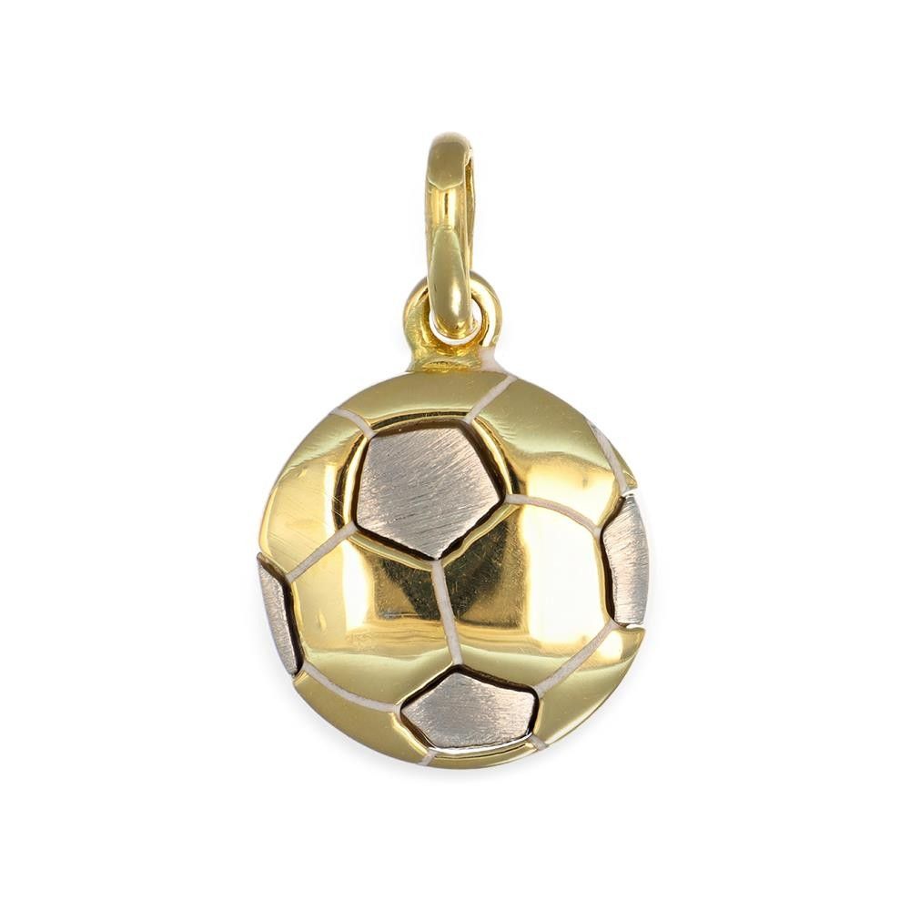 Ciondolo Pallone da Calcio in Oro Giallo e Bianco 18 Kt