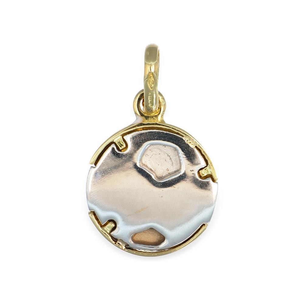 Ciondolo Pallone da Calcio in Oro Giallo e Bianco 18 Kt