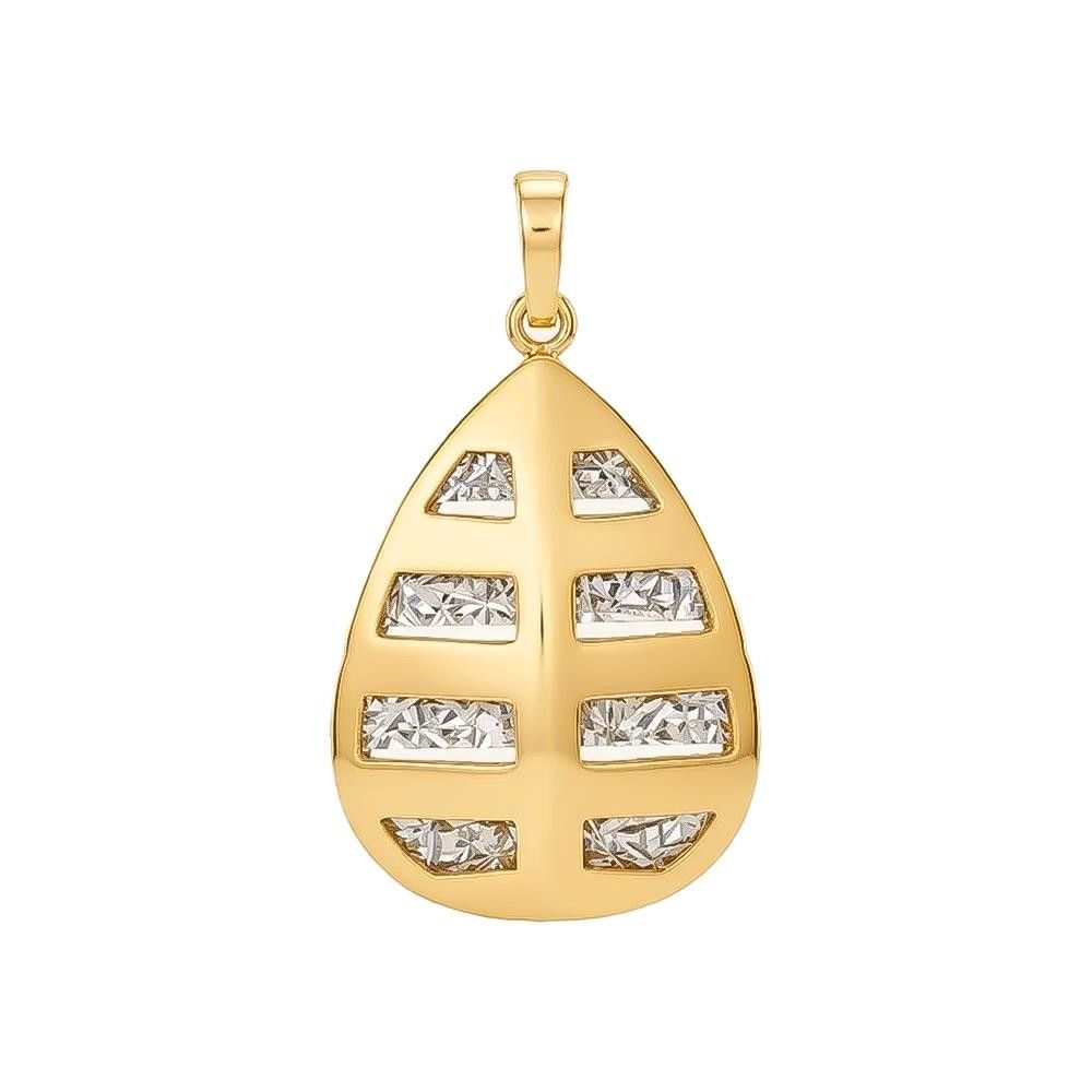 Ciondolo Pendente A Goccia in Oro Giallo e Bianco 18 Kt