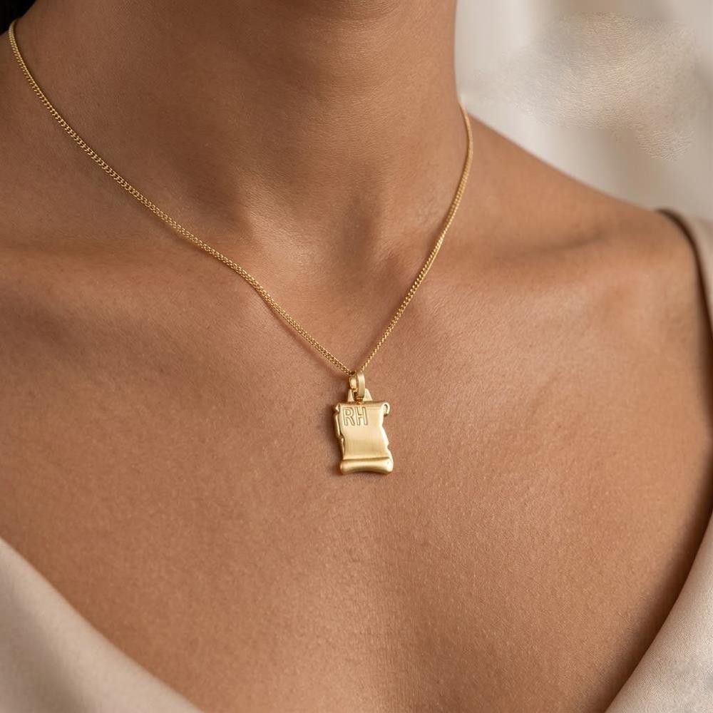 Ciondolo Pergamena con Gruppo Sanguigno in Oro Giallo 18 Kt