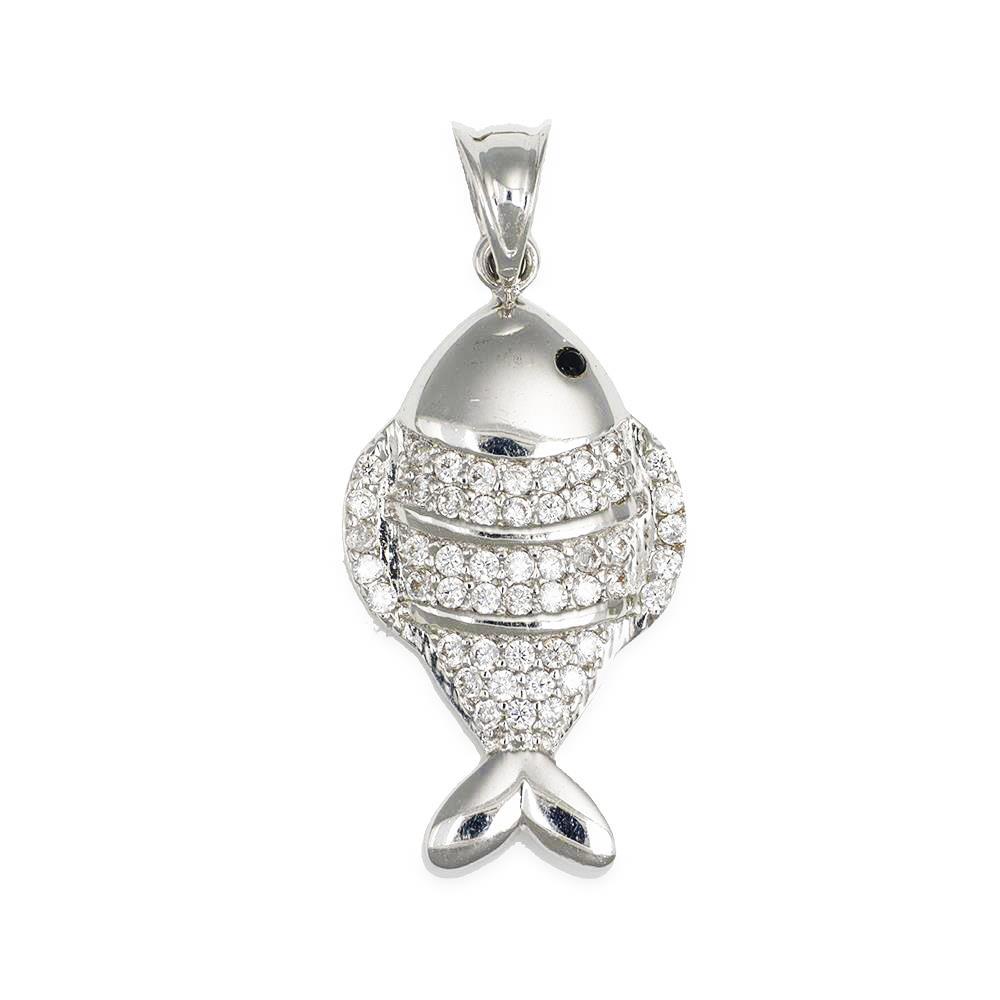 Ciondolo Pesce in Oro Bianco 18 Kt