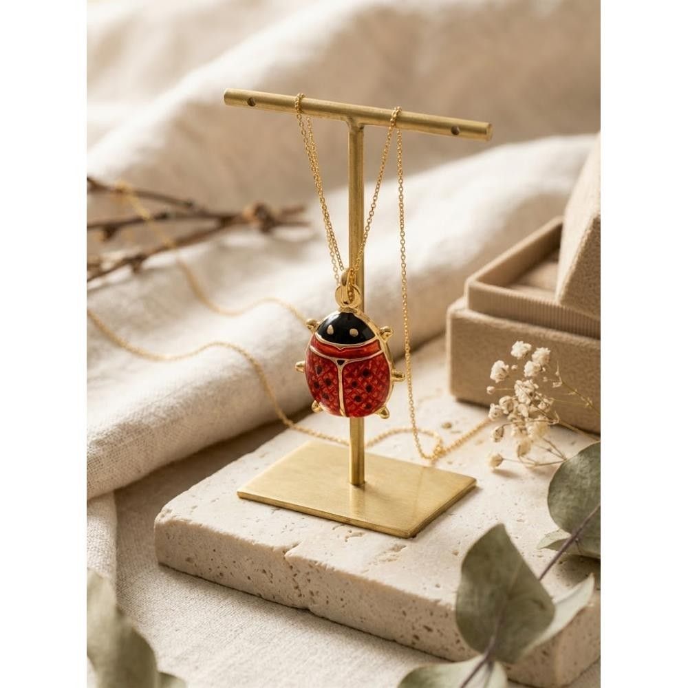 Ciondolo Portafortuna Coccinella Grande in Oro Giallo 18 Kt e Smalto