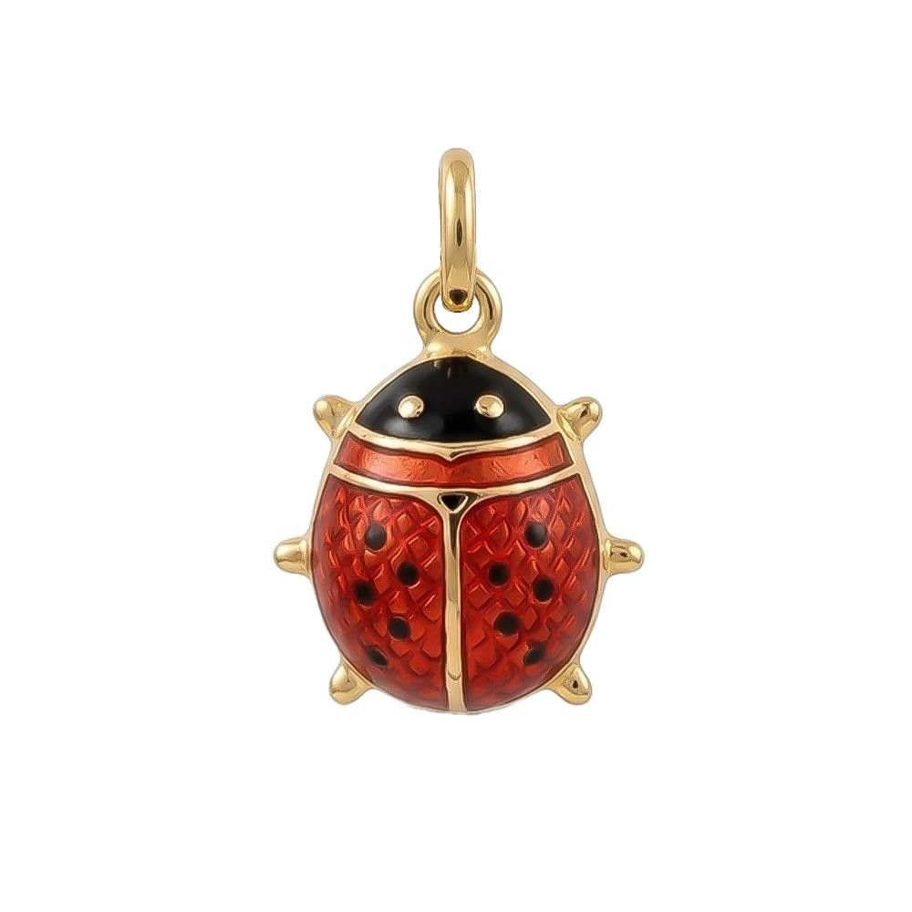 Ciondolo Portafortuna Coccinella Grande in Oro Giallo 18 Kt e Smalto