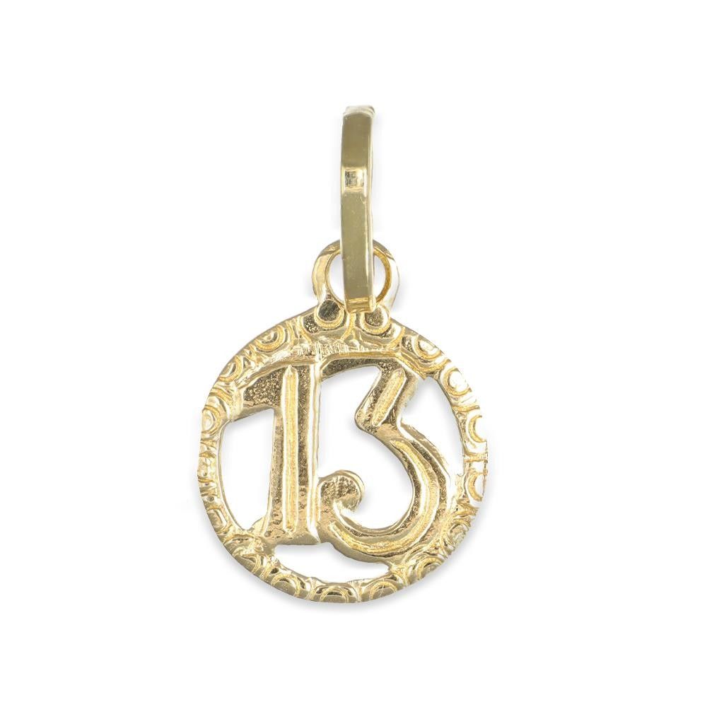Ciondolo Portafortuna Numero 13 In Oro Giallo 18 Kt