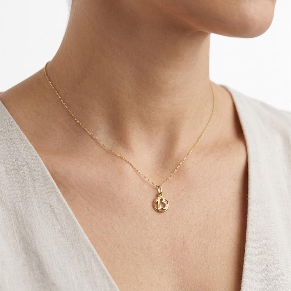 Ciondolo Portafortuna Numero 13 in Oro Giallo 18 Kt