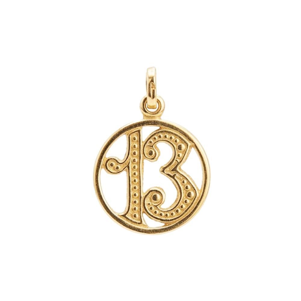 Ciondolo Portafortuna Numero Tredici in Oro Giallo 18 Kt
