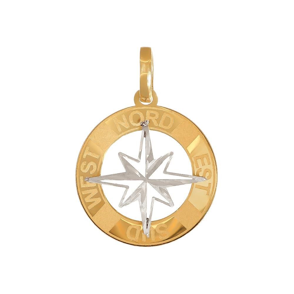 Ciondolo Punti Cardinali in Oro Giallo e Bianco 18 Kt