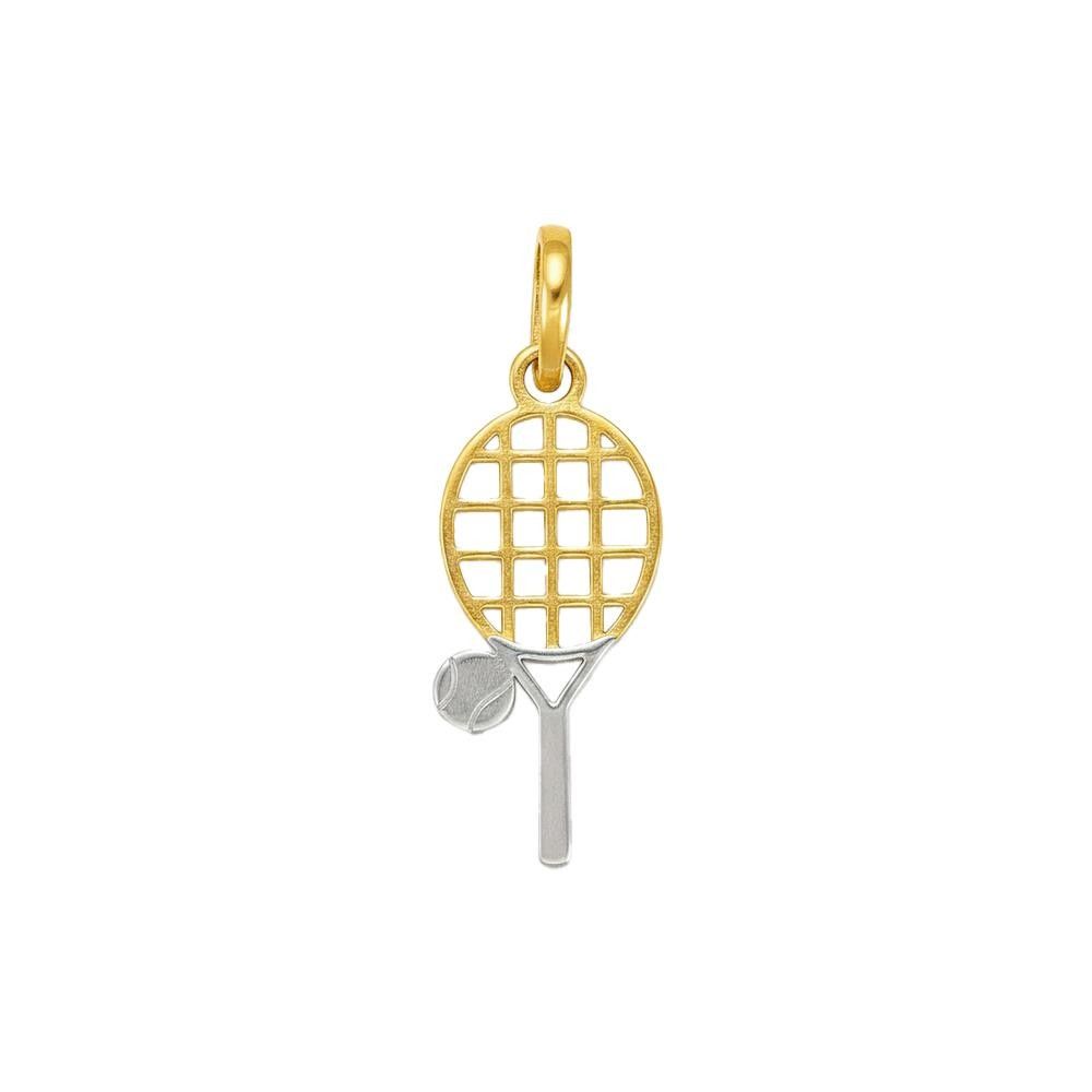 Ciondolo Racchetta da Tennis in Oro Giallo e Bianco 18 Kt