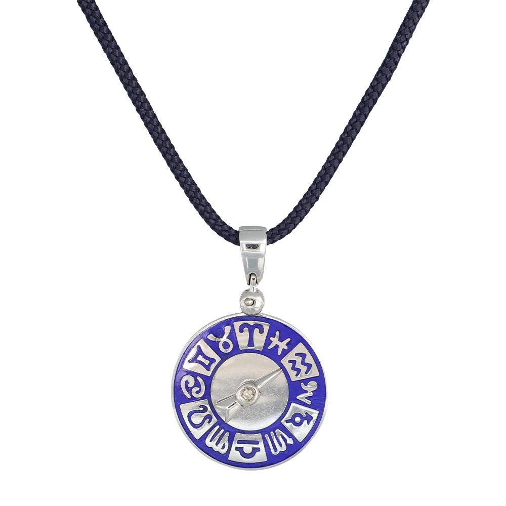 Ciondolo Rosa dei Segni Zodiacali Freccia Girevole in Oro Bianco 18 Kt