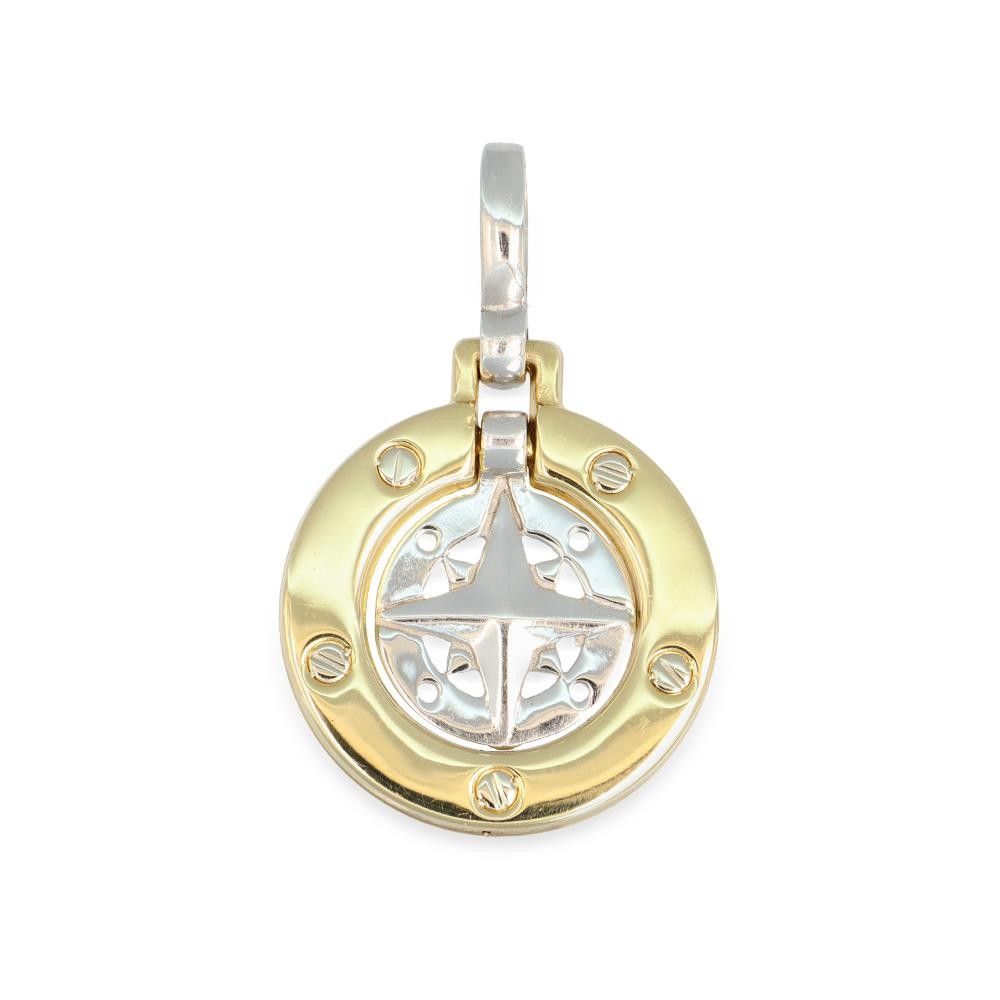Ciondolo Rosa dei Venti in Oro Giallo e Bianco 18 Kt