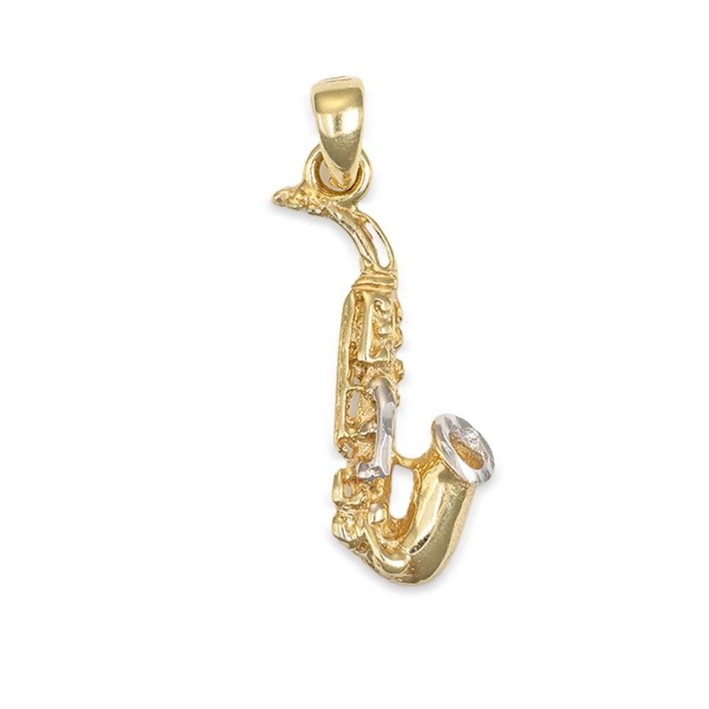 Ciondolo Saxofono in Oro Giallo e Bianco 18 Kt