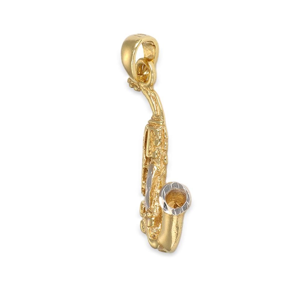 Ciondolo Saxofono in Oro Giallo e Bianco 18 Kt