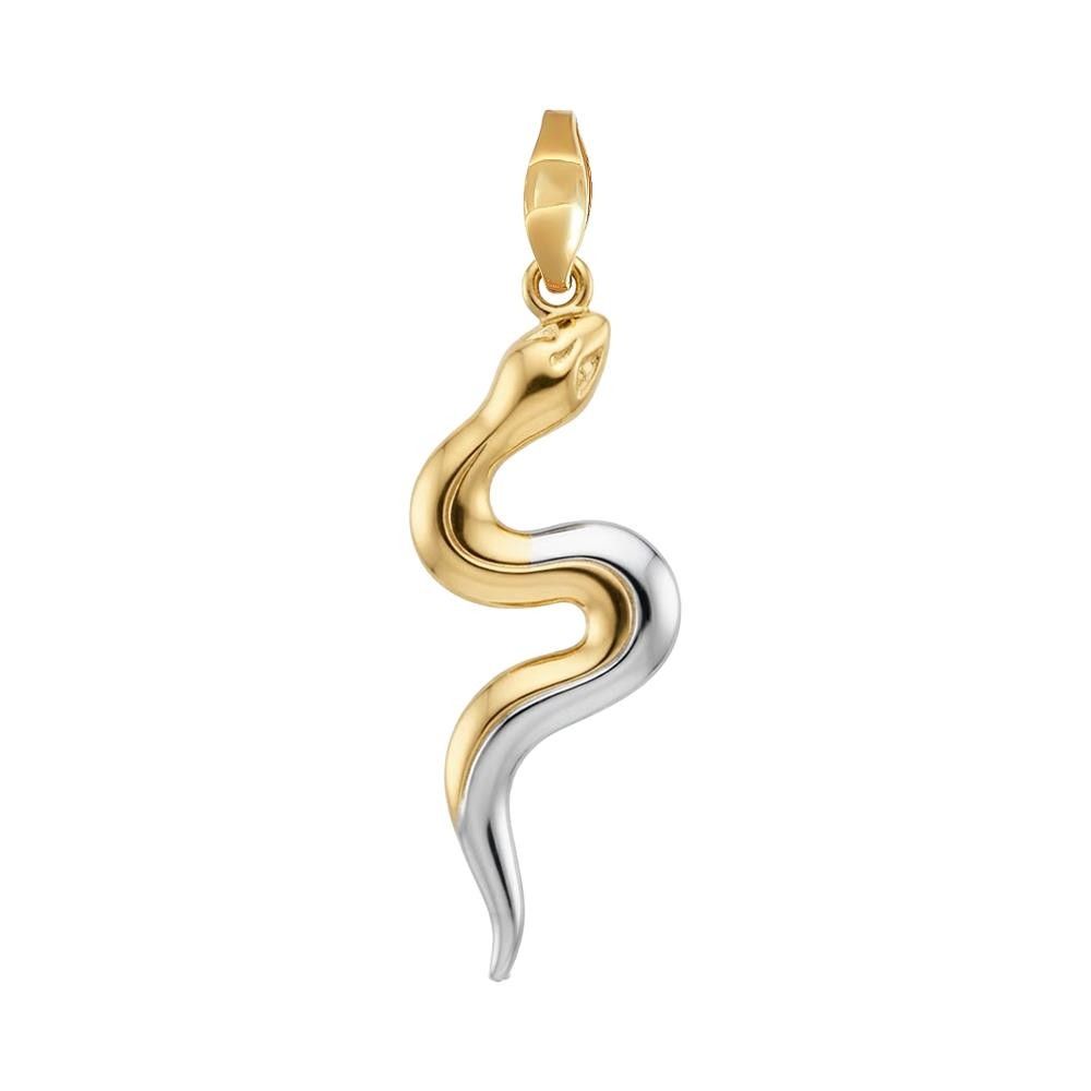 Ciondolo Serpente Bicolore in Oro Giallo e Bianco 18 Kt