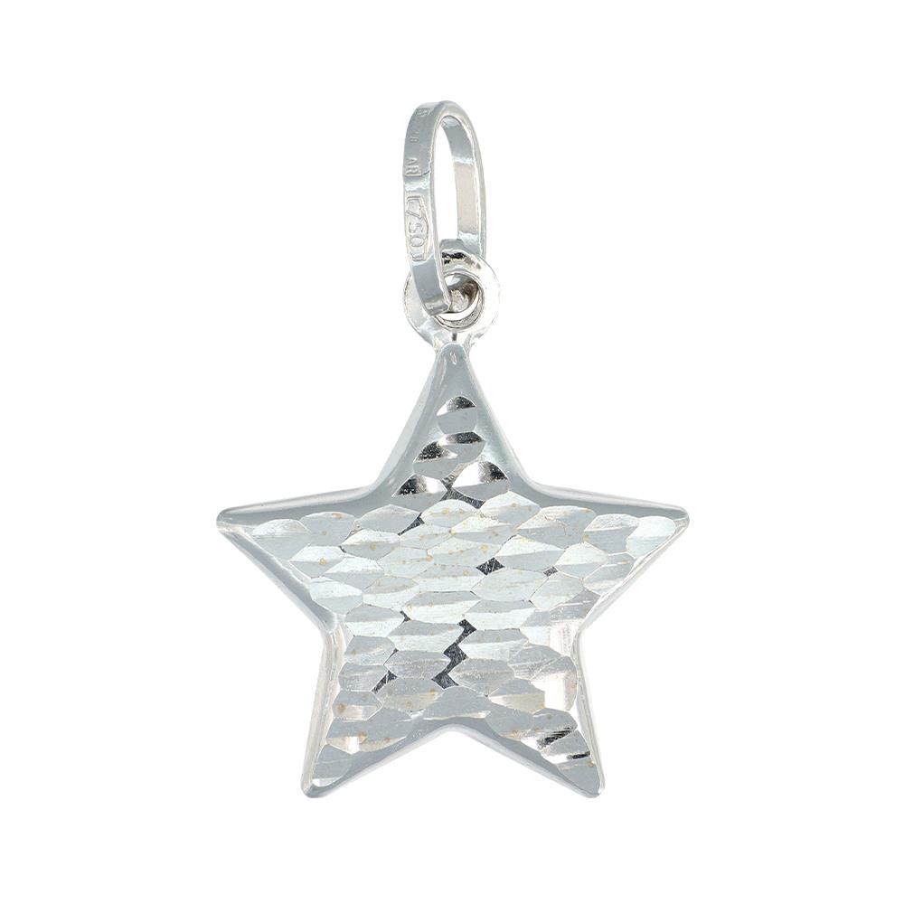Ciondolo Stella in Oro Bianco 18 Kt Martellata