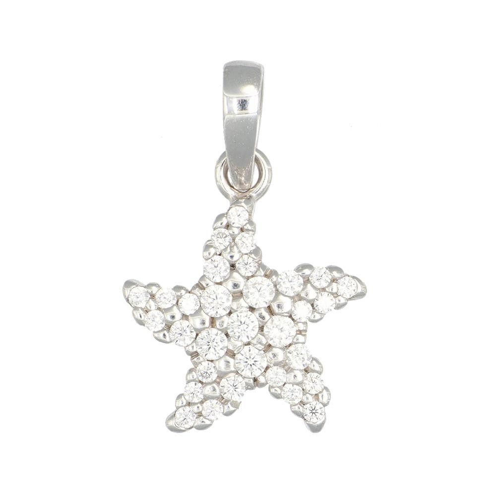 Ciondolo Stella Marina in Oro Bianco 18 Kt e Cubic Zirconia