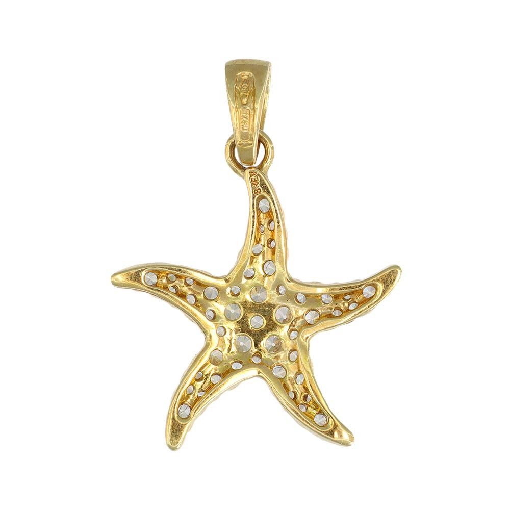 Ciondolo Stella Marina in Oro Giallo 18 Kt e Cubic Zirconia