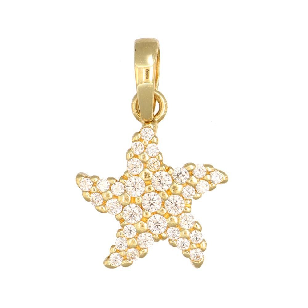 Ciondolo Stella Marina in Oro Giallo 18 Kt e Cubic Zirconia