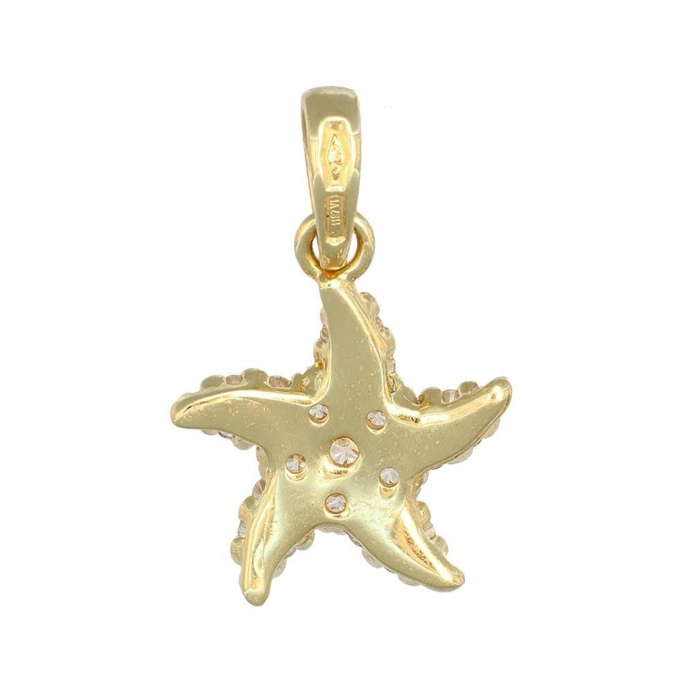 Ciondolo Stella Marina in Oro Giallo 18 Kt e Cubic Zirconia