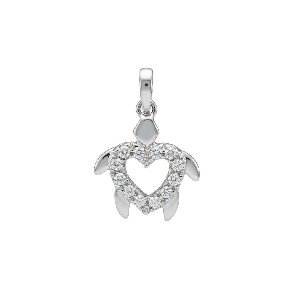 Ciondolo Tartaruga in Oro Bianco 18 Kt e Cubic Bianca
