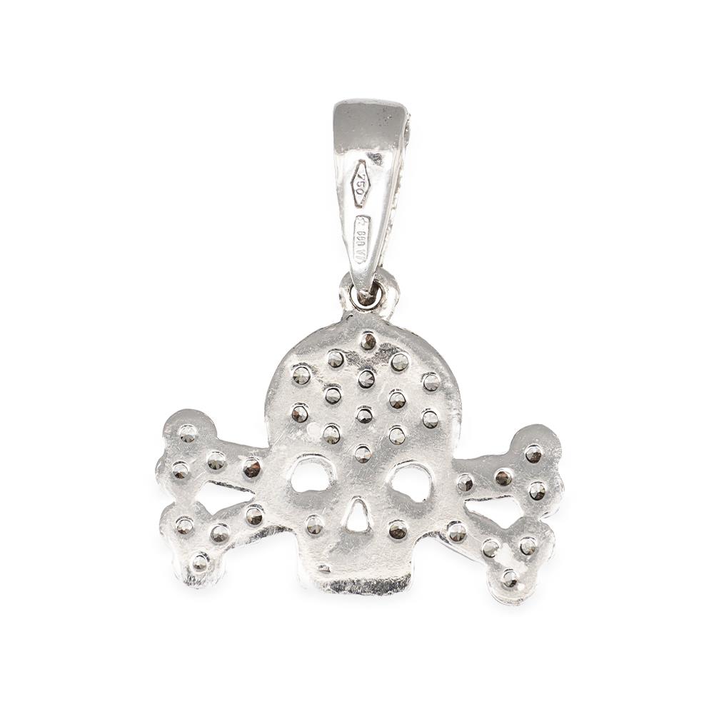 Ciondolo Teschio Pirati in Oro Bianco 18 kt e Cubic Bianca