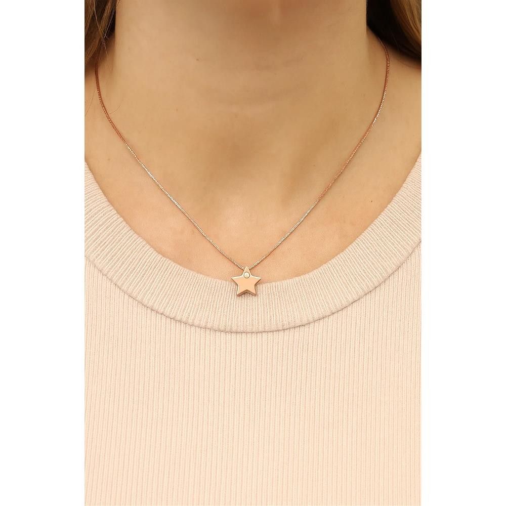 Collana Stella in Oro Rosa 18 Kt e Diamante