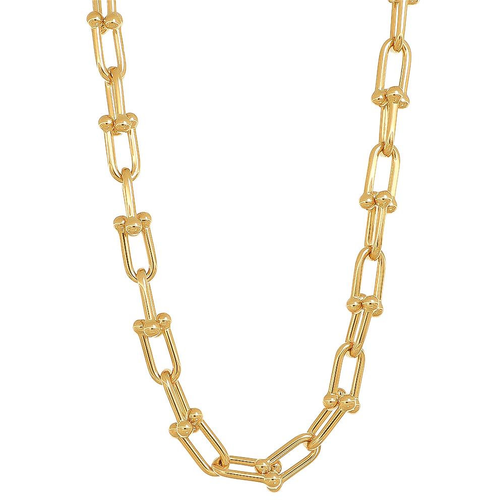 Collana a Catena con Maglie Allungate in Oro Giallo 18 Kt
