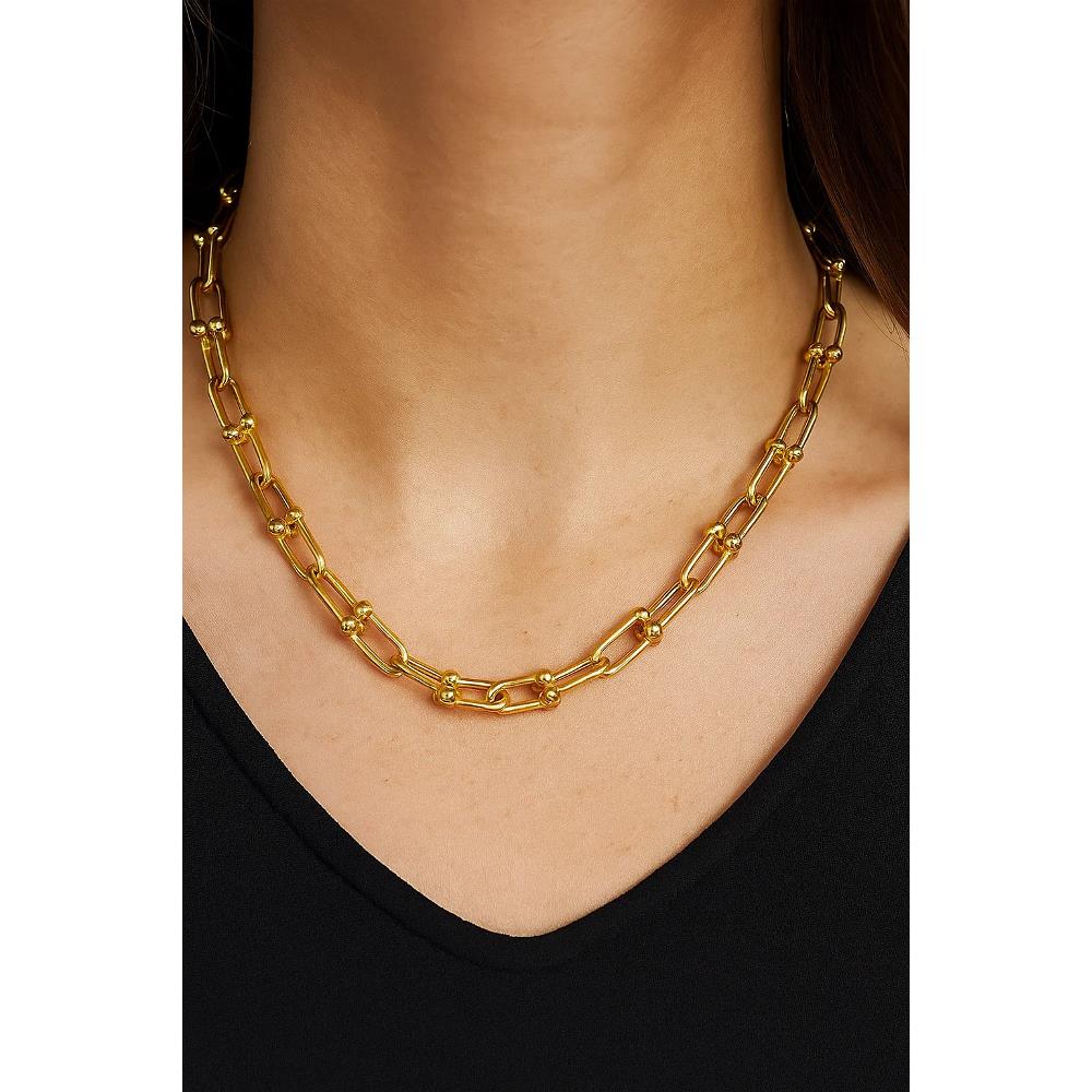 Collana a Catena con Maglie Allungate in Oro Giallo 18 Kt