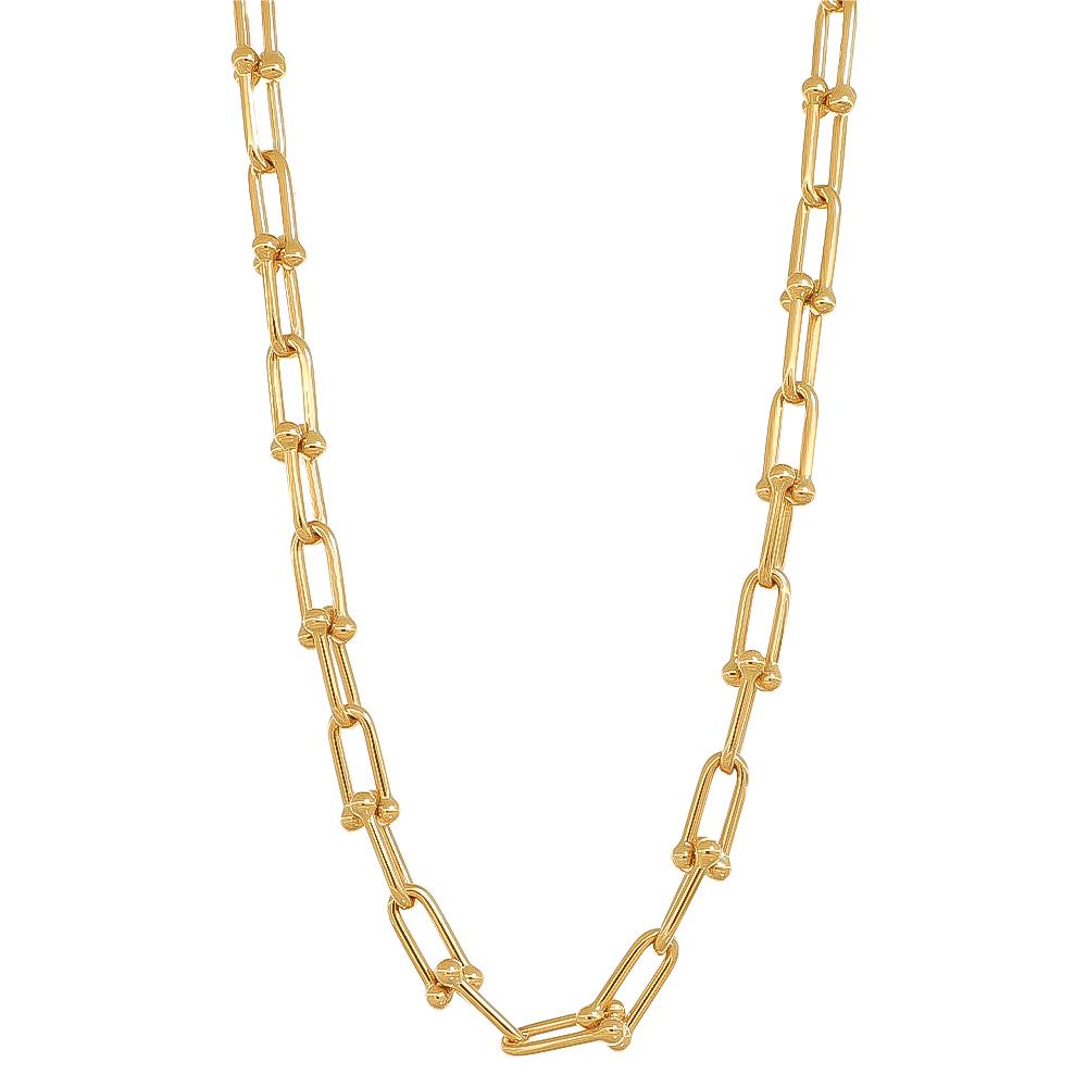 Collana a Catena con Maglie Allungate Piccole in Oro Giallo 18 Kt Piccola