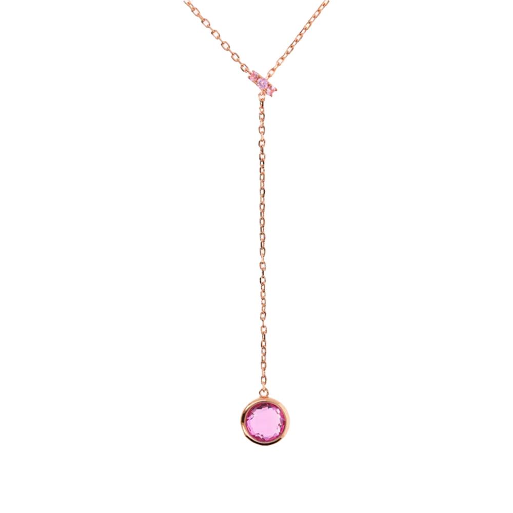 Collana Bronzallure a Cravatta con Rondella in Pavé e Pendente in Prisma Gem Tonda