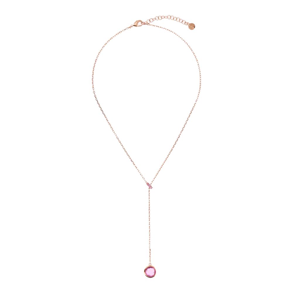 Collana Bronzallure a Cravatta con Rondella in Pavé e Pendente in Prisma Gem Tonda