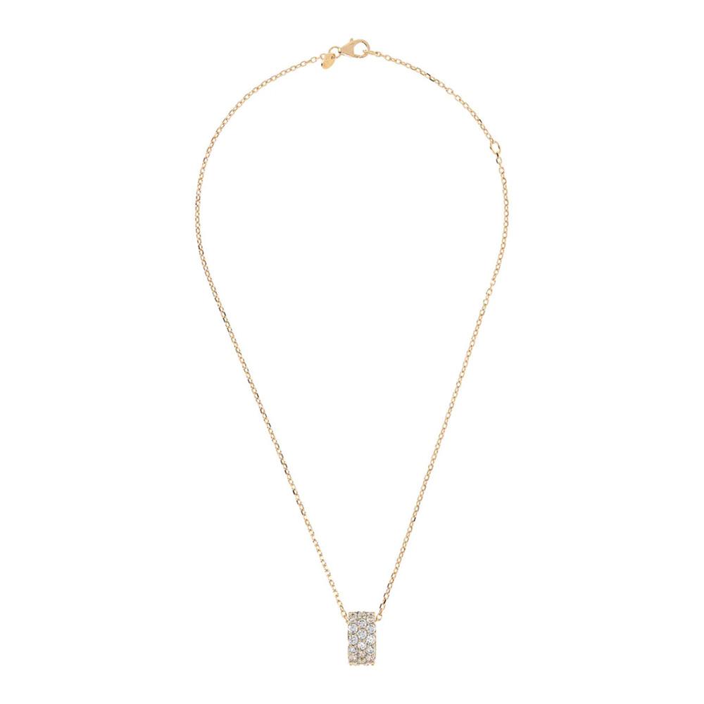 Collana Bronzallure Altissima Catena Forzatina con Pendente Pavé in Spinello Nero o Cubic Zirconia
