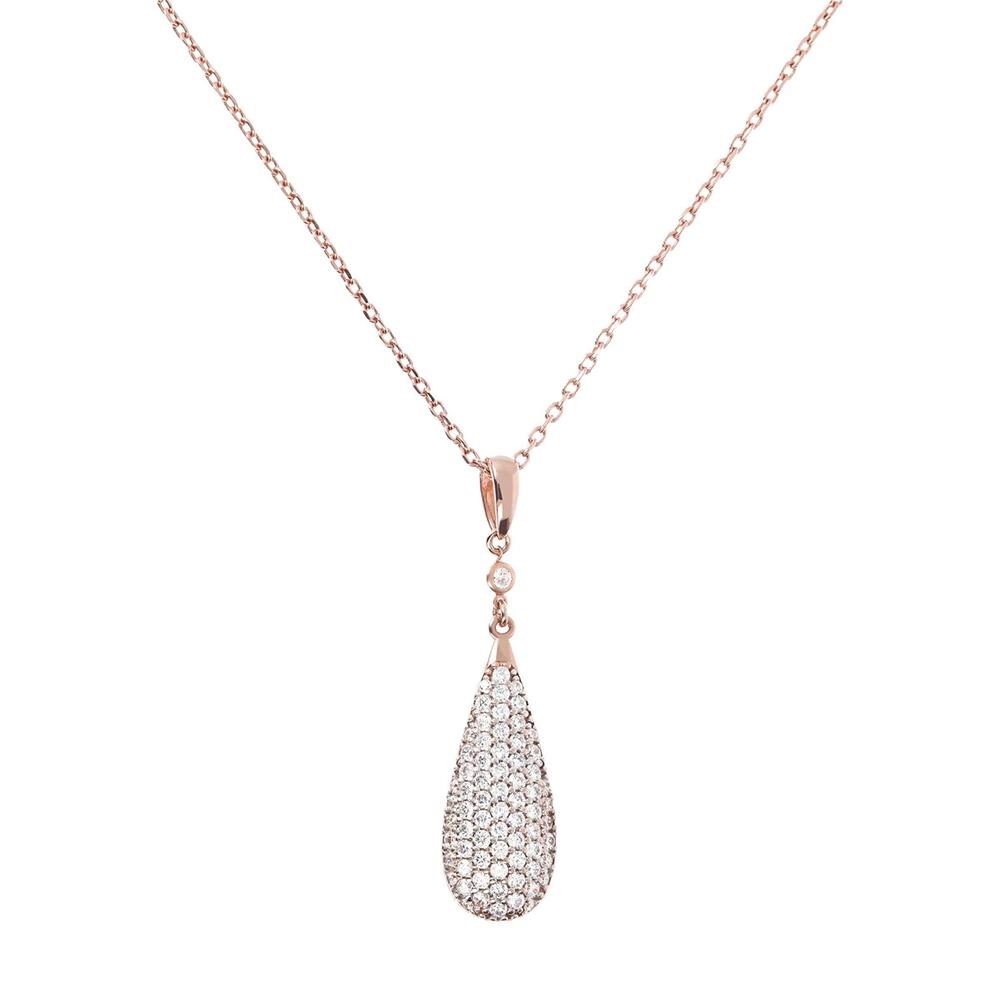 Collana Bronzallure Altissima con Pendente a Goccia Pavé in Cubic Zirconia