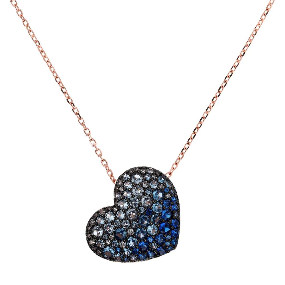 Collana Bronzallure Altissima Lunga con Pendente Cuore Pavé in Cubic Zirconia