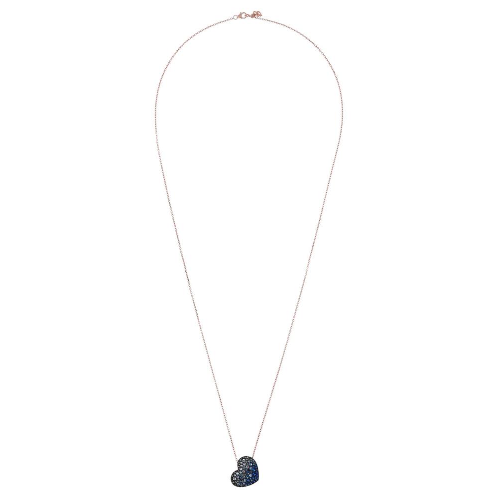 Collana Bronzallure Altissima Lunga con Pendente Cuore Pavé in Cubic Zirconia