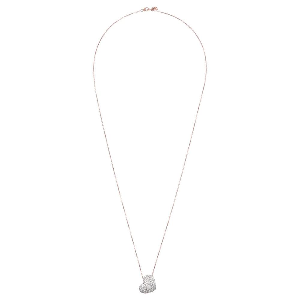Collana Bronzallure Altissima Lunga con Pendente Cuore Pavé in Cubic Zirconia