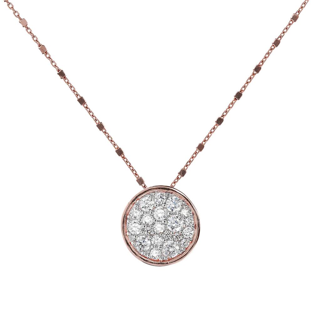 Collana Bronzallure Catena Cubetti con Pendente Tondo Pavé