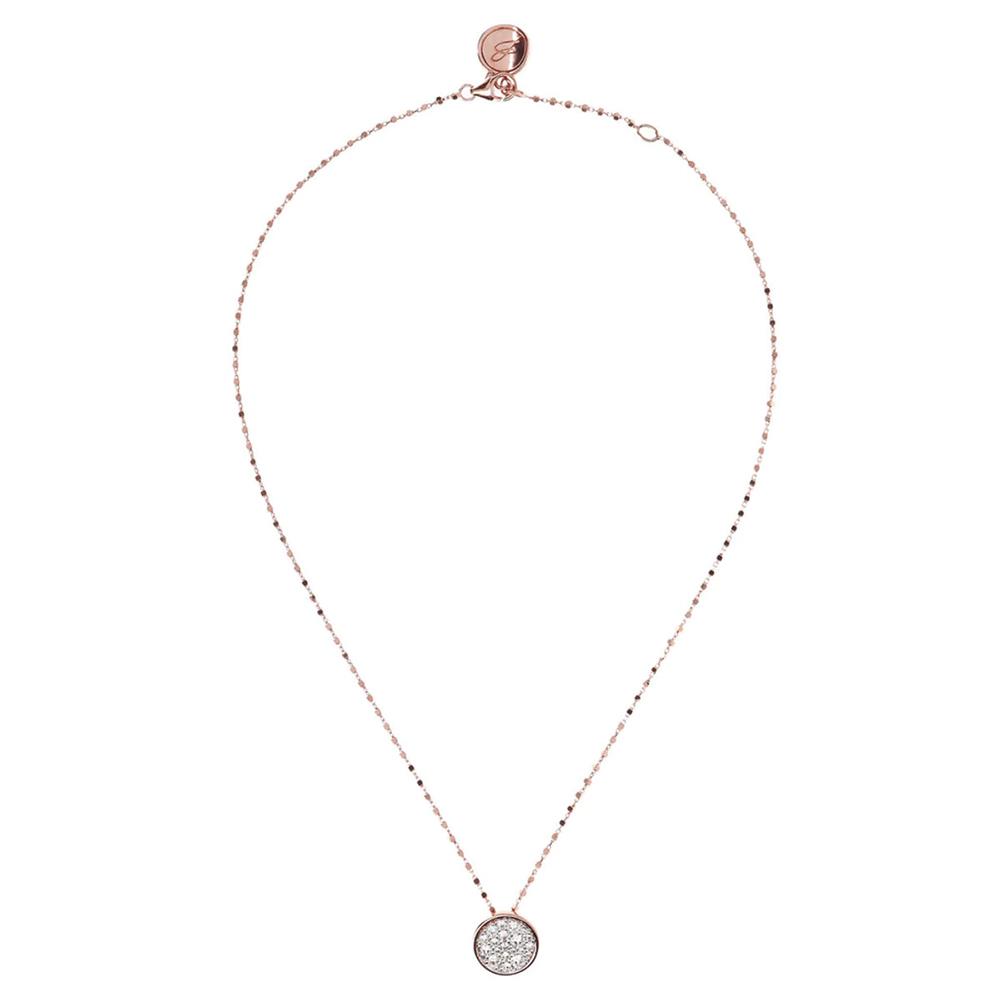 Collana Bronzallure Catena Cubetti con Pendente Tondo Pavé