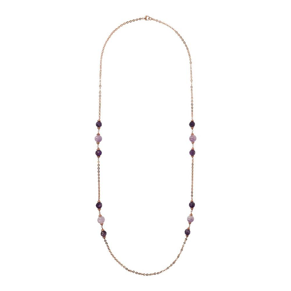 Collana Bronzallure Catena Rolo con Rondelle e Sfere in Ametista Viola