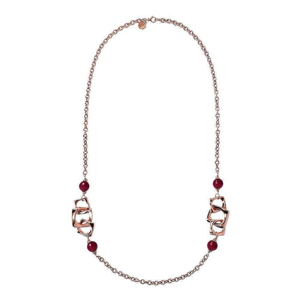 Collana Bronzallure con Agata Rossa e Dettagli Geometrici