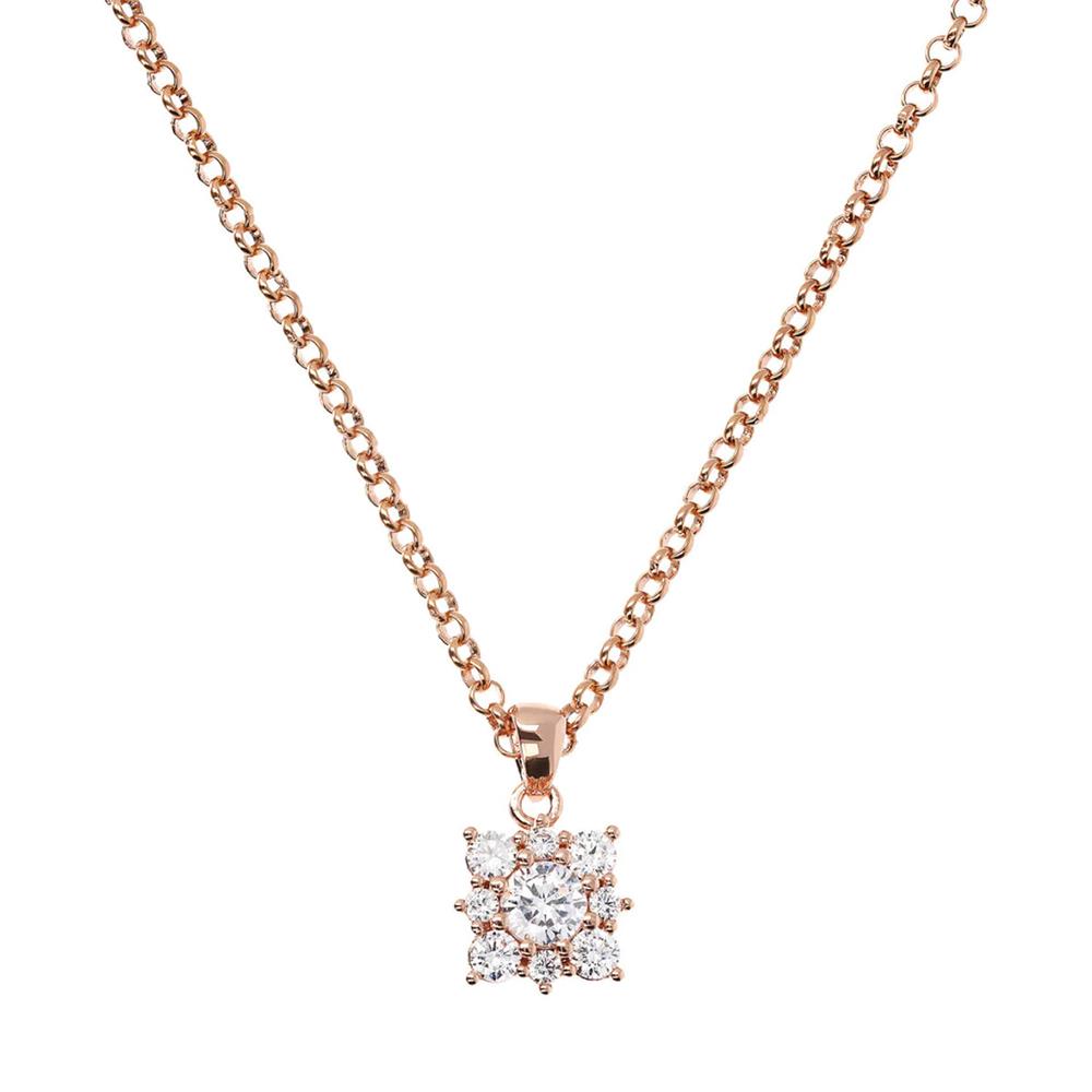 Collana Bronzallure con Ciondolo a Forma di Fiore con Zirconi