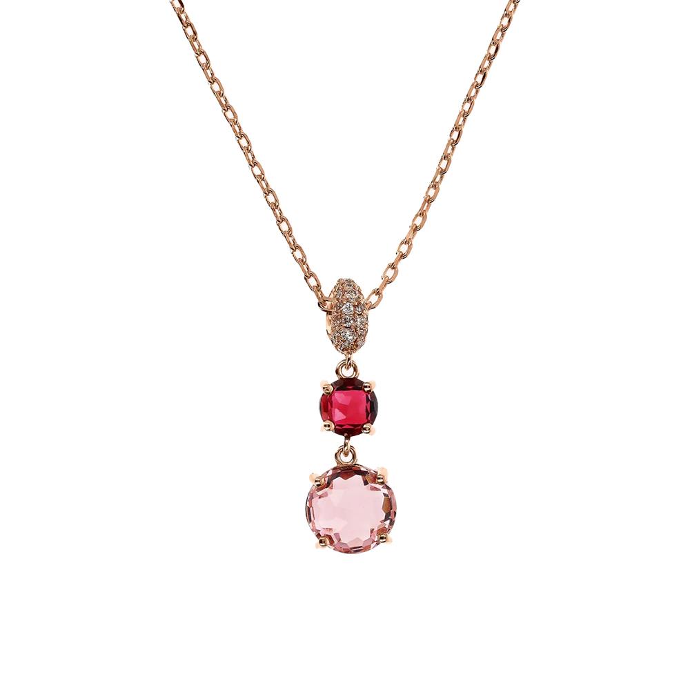 Collana Bronzallure con Pendente in Prisma Gem Tonde e Pavé in Cubic Zirconia